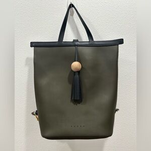 Susen Dubai Olive Green Tote Bag backpack with Black Accents Tassel